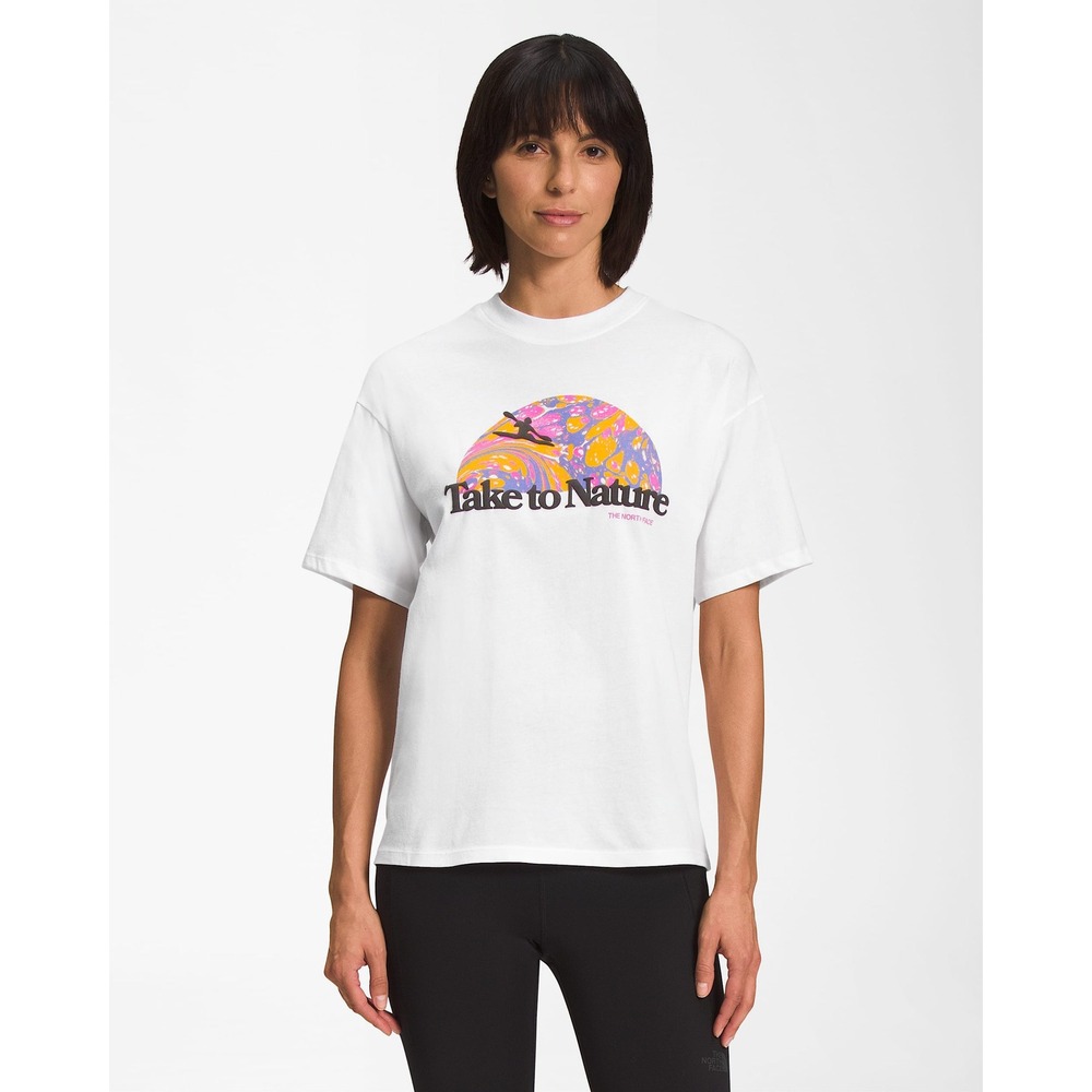The North Face Take to Nature Graphic T-Shirt Womens L White Pink Purple EUC